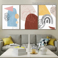Rainbow Leaflet Abstract Scandinavian Modern Painting Image Canvas Print for Room Wall Drape