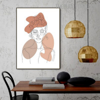 Girl Face Abstract Figure Modern Painting Photo Canvas Print for Room Wall Getup