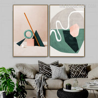 Geometric River Abstract Modern Painting Piece Canvas Print for Room Wall Garnish

