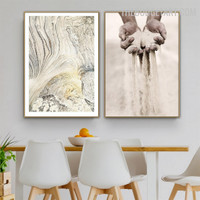 Cliffs Shore Abstract Modern Painting Image Canvas Print for Room Wall Onlay