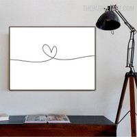 Line Heart Abstract Modern Painting Image Canvas Print for Room Wall Getup