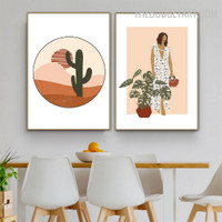 Cactus Abstract Scandinavian Modern Painting Pic Canvas Print for Room Wall Finery