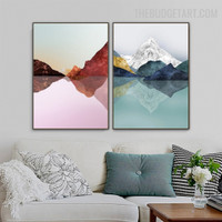 Natural Mount Abstract Landscape Modern Painting Photo Canvas Print for Room Wall Flourish