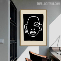 Human Face Abstract Scandinavian Modern Painting Image Canvas Print for Room Wall Disposition