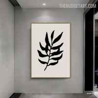 Black Leaves Abstract Botanical Modern Painting Image Canvas Print  for Room Wall Decor