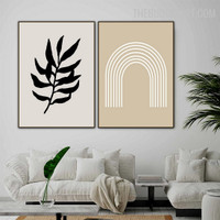 Curved Leaflets Abstract Scandinavian Modern Painting Picture Canvas Print for Room Wall Molding
