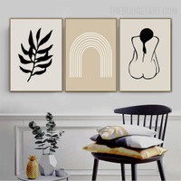 Female Leaves Abstract Scandinavian Modern Painting Picture Canvas Print for Room Wall Onlay
