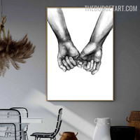 Lovers Hands Abstract Watercolor Modern Painting Picture Canvas Print for Room Wall Molding