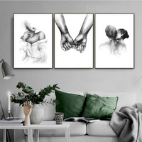 Loving Couple Abstract Watercolor Modern Painting Photograph Canvas Print for Room Wall Drape