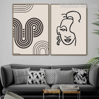 Face Alignment Abstract Scandinavian Modern Painting Image Canvas Print for Room Wall Disposition 