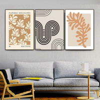 Leaves Lines Abstract Scandinavian Modern Painting Picture Canvas Print for Room Wall Ornamentation 