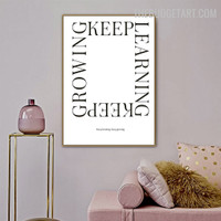 Keep Learning Abstract Typography Modern Painting Photo Canvas Print for Room Wall Embellishment
