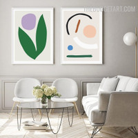Circle Leaves Abstract Geometrical Modern Painting Picture Canvas Print for Room Wall Assortment