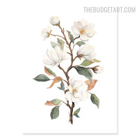 Magnolia Blooms Abstract Landscape Modern Painting Photograph Canvas Print for Room Wall Garniture