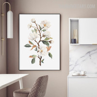 Magnolia Blooms Abstract Landscape Modern Painting Photograph Canvas Print for Room Wall Tracery