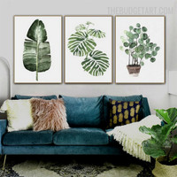 Banana Monstera Leaf Abstract Botanical Modern Painting Image Canvas Print for Room Wall Tracery