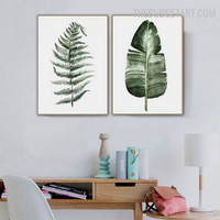 Banana Leaf Abstract Minimalist Modern Painting Photograph Canvas Print for Room Wall Molding