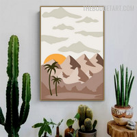 Sun Clouds Abstract Landscape Modern Painting Image Canvas Print for Room Wall Tracery