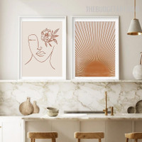 Sun Radiation Abstract Scandinavian Modern Painting Photo Canvas Print for Room Wall Adornment