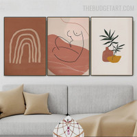 Leaf Planter Abstract Scandinavian Modern Painting Picture Canvas Print for Room Wall Outfit