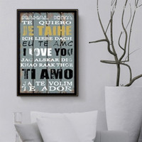 Love Abstract Typography Modern Painting Photograph Canvas Print for Room Wall Garnish