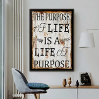 Life Purpose Abstract Typography Modern Painting Photograph Canvas Print for Room Wall Moulding