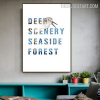 Seaside Forest Typography Modern Painting Image Canvas Print for Room Wall Tracery