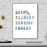 Seaside Forest Typography Modern Painting Image Canvas Print for Room Wall Trimming