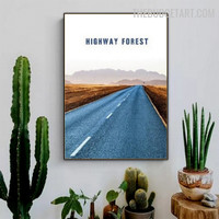 Highway Road Landscape Modern Painting Picture Canvas Print for Room Wall Adornment