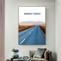 Highway Road Landscape Modern Painting Picture Canvas Print for Room Wall Decor