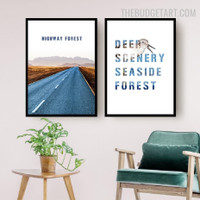 Scenery Seaside Typography Modern Painting Pic Canvas Print for Room Wall Molding