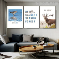 Wild Deer Landscape Modern Painting Photograph Canvas Print for Room Wall Garnish