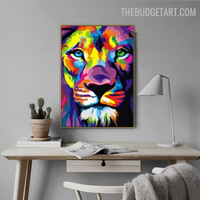 Wild King Animal Modern Painting Image Canvas Print for Room Wall Disposition