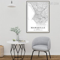 Marseille Abstract Map Modern Painting Image Canvas Print for Room Wall Arrangement