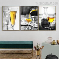 Alcoholic Drink Abstract Beverage Modern Painting Image Canvas Print for Room Wall Assortment