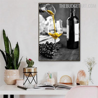 Wine Bottle Abstract Beverage Modern Painting Image Canvas Print for Room Wall Illumination