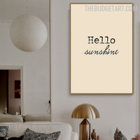 Hello Sunshine Abstract Typography Modern Painting Image Canvas Print for Room Wall Embellishment