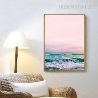Blue Ocean Abstract Landscape Modern Painting Picture Canvas Print for Room Wall Disposition