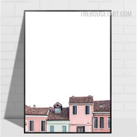 Houses Abstract Landscape Modern Painting Photograph Canvas Print for Room Wall Finery