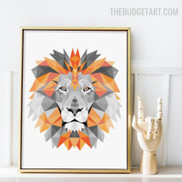 Triangular Lion Abstract Animal Modern Painting Image Canvas Print for Room Wall Decor