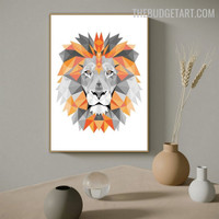 Triangular Lion Abstract Animal Modern Painting Image Canvas Print for Room Wall Disposition