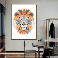 Triangular Lion Abstract Animal Modern Painting Image Canvas Print for Room Wall Drape