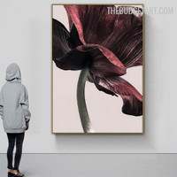 Dark Red Anemone Abstract Botanical Modern Painting Image Canvas Print for Room Wall Garniture