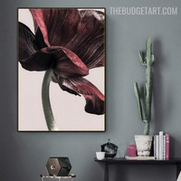 Dark Red Anemone Abstract Botanical Modern Painting Image Canvas Print for Room Wall Getup