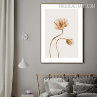 Beige Flower Abstract Watercolor Modern Painting Picture Canvas Print for Room Wall Decor