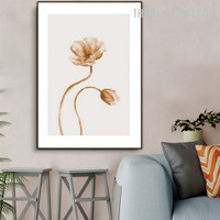 Beige Flower Abstract Watercolor Modern Painting Picture Canvas Print for Room Wall Outfit