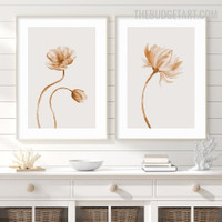 Beige Blossom Abstract Watercolor Modern Painting Picture Canvas Print for Room Wall Decoration