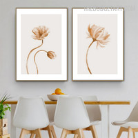 Beige Blossom Abstract Watercolor Modern Painting Picture Canvas Print for Room Wall Finery