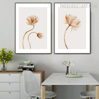 Beige Blossom Abstract Watercolor Modern Painting Picture Canvas Print for Room Wall Flourish