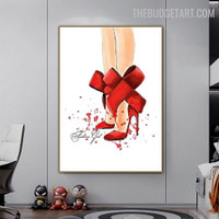 Red Heels Abstract Fashion Modern Painting Image Canvas Print for Room Wall Drape